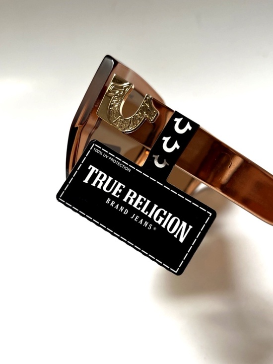 New TRUE RELIGION Cat Eye Sunglasses Oversized Acetate Transparent  Brown Logo main image 4